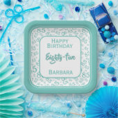 85番目のパーティー乱数パターンティール（緑がかった色）/白 ペーパープレート (パーティー)