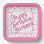85番目のパーティー乱数パターンピンク/白 ペーパープレート (正面)