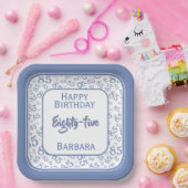 85番目のパーティー乱数パターンブルー/ホワイト ペーパープレート (パーティー)