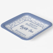 85番目のパーティー乱数パターンブルー/ホワイト ペーパープレート (傾斜あり)