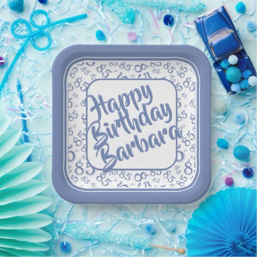 85番目のパーティー乱数パターンブルー/ホワイト ペーパープレート (パーティー)