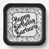 85番目のパーティー乱数パターン黒/白 ペーパープレート (正面)