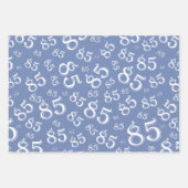 85番目のマイルストーン誕生日の青/白の番号パターン ラッピングペーパーシート (正面)