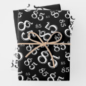 85番目のマイルストーン誕生日の黒/白の数値パターン ラッピングペーパーシート (インサイチュ)