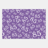 85番目のマイルストーン誕生日紫色の数字パターン85 ラッピングペーパーシート (正面)