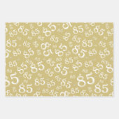 85番目のマイルストーン誕生日金ゴールド/白い数値パターン ラッピングペーパーシート (正面3)