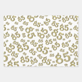 85番目のマイルストーン誕生日金ゴールド/白い数値パターン ラッピングペーパーシート (正面)
