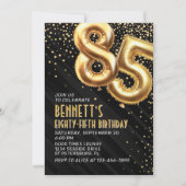 85番目の誕生日金ゴールドブラック招待状 招待状 (正面)