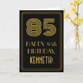 85番目の誕生日:インスパイアアールデコの「85」の外観と名前 カード (黄色い花)
