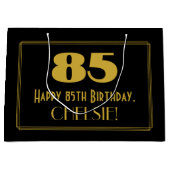 85番目の誕生日—インスパイアアールデコの「85」の外観と名前 ラージペーパーバッグ (正面)