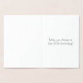 85番目の誕生日:インスパイアアールデコの「85」の外観と名前 箔カード (内部)