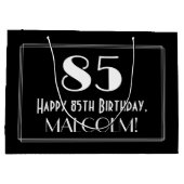 85番目の誕生日:インスパイアアールデコスタイル「85」、名前 ラージペーパーバッグ (裏面)