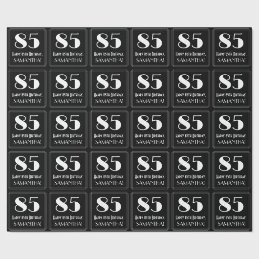85番目の誕生日-インスパイアアールデコ検索"85",名前 ラッピングペーパー (シーム)