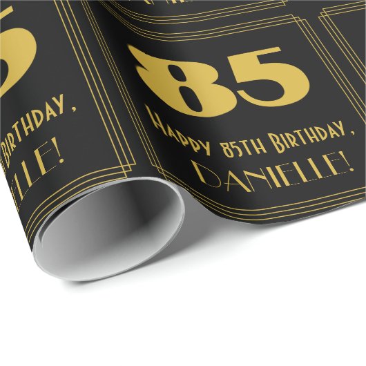 85番目の誕生日-インスパイアアールデコ検索"85" & Name ラッピングペーパー (ロールコーナー)