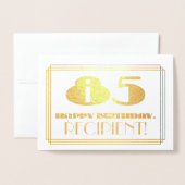 85番目の誕生日、名前+アールデコのインスパイア外観"85" 箔カード (封筒付き正面)
