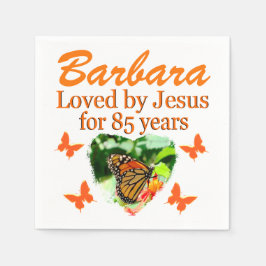 85番誕生日パーソナライズされたバタフライナプキン スタンダードカクテルナプキン