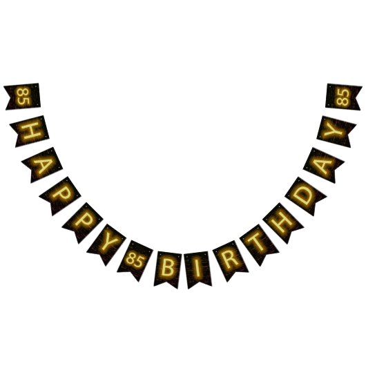 85誕生日のネオンサインオンブリック バンティングフラッグ (全)