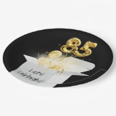 85誕生日の金ゴールドバルーンを白いボックスで表示 ペーパープレート (アングル)