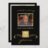 85誕生日サプライズパーティの招待状- フォーマル 招待状 (正面/裏面)