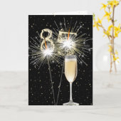 85誕生日スパークラーズと白ワイン カード (黄色い花)