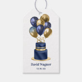 85誕生日ネイビーブルーケーキ ギフトタグ (正面)