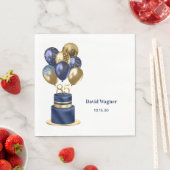 85誕生日ネイビーブルーケーキ スタンダードランチョンナプキン (インサイチュ)