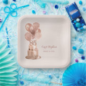 85誕生日バラ金ゴールドケーキ紙プレート ペーパープレート (パーティー)