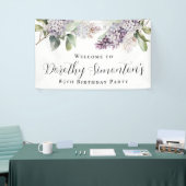 85誕生日パープル薄紫春フラワーウェルカム 横断幕 (トレードショー)