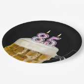 85誕生日ビールオンブラック紙プレート ペーパープレート (アングル)