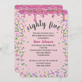 85誕生日ピンクアイシングと散水 招待状 (正面/裏面)