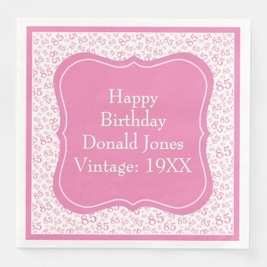 85誕生日ピンク/白ブラケット番号パターン (正面)
