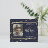 85誕生日フォトブルー金ゴールド紙シート (スタンド正面)