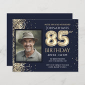 85誕生日フォト金ゴールドバルーン紙シート (正面/裏面)