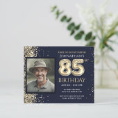 85誕生日フォト金ゴールドバルーン紙シート (スタンド正面)