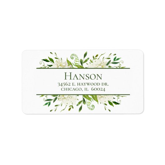 85誕生日ホワイトアジサイ差出人住所 ラベル (正面)