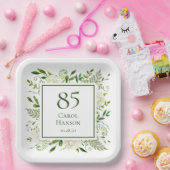 85誕生日ホワイトアジサイ ペーパープレート (パーティー)