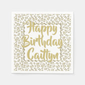 85誕生日乱数パターンスキャロプ金ゴールド スタンダードカクテルナプキン (正面)