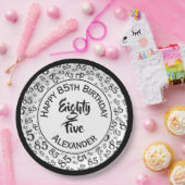 85誕生日乱数パターンブラック/ホワイト ペーパープレート (パーティー)