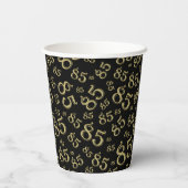 85誕生日乱数パターンブラック/金ゴールド 紙コップ (裏面)