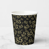 85誕生日乱数パターンブラック/金ゴールド 紙コップ (左)