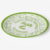 85誕生日乱数パターン（緑/白） ペーパープレート (アングル)