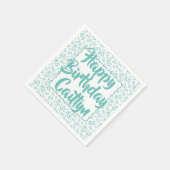 85誕生日乱数模様ホタテティール（緑がかった色） スタンダードカクテルナプキン (角)