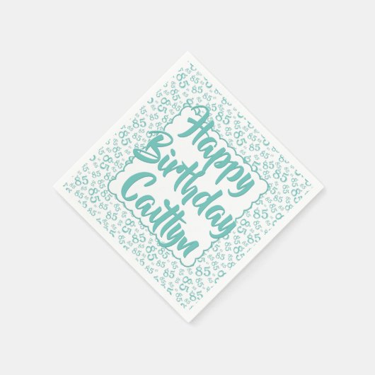 85誕生日乱数模様ホタテティール(緑がかった色) スタンダードカクテルナプキン (角)