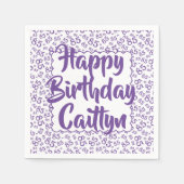 85誕生日乱数模様ホタテ紫色 スタンダードカクテルナプキン (正面)