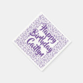 85誕生日乱数模様ホタテ紫色 スタンダードカクテルナプキン (角)