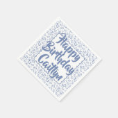 85誕生日乱数模様ホタテ青 スタンダードカクテルナプキン (角)