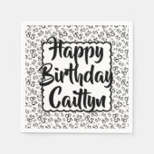 85誕生日乱数模様ホタテ黒 スタンダードカクテルナプキン (正面)