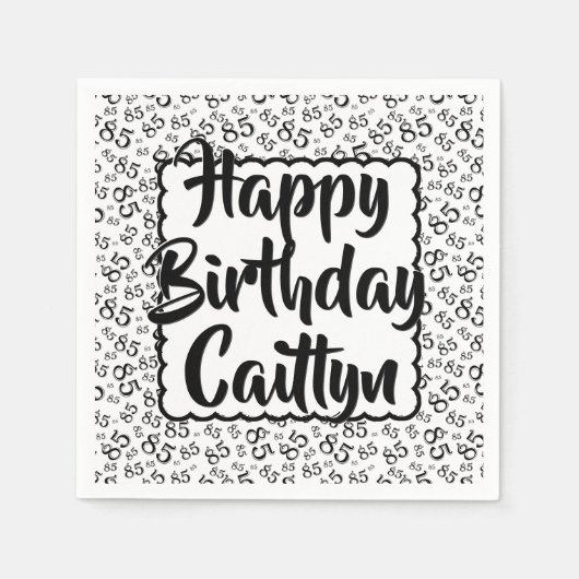 85誕生日乱数模様ホタテ黒 スタンダードカクテルナプキン (正面)