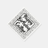 85誕生日乱数模様ホタテ黒 スタンダードカクテルナプキン (角)