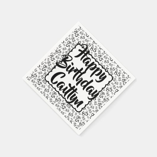 85誕生日乱数模様ホタテ黒 スタンダードカクテルナプキン (角)